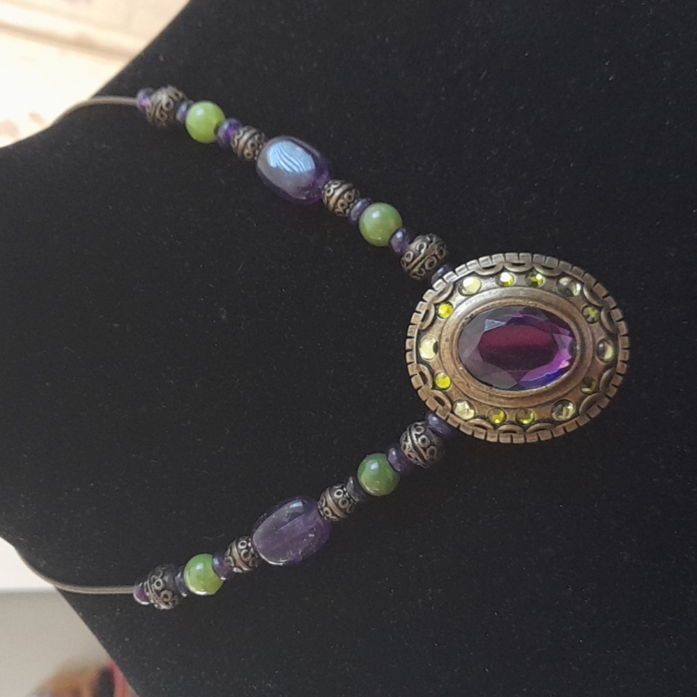Lady purples and green  necklace